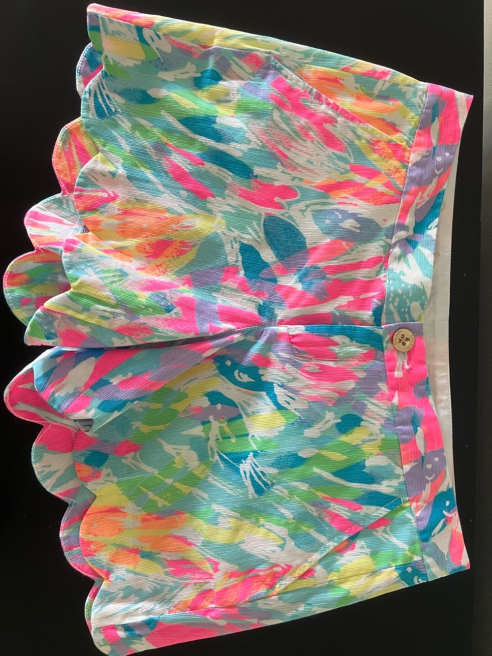 Lilly Pulitzer Callahan Chino Shorts Tropical Floral Print Scalloped Size 4